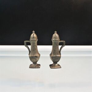 Antique 1890s Art Deco Salt And Pepper Shakers ACME 107 Pewter